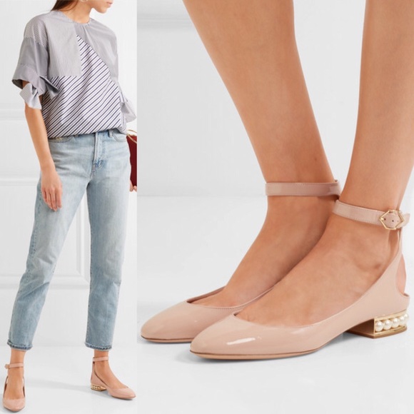 Nicholas Kirkwood Lola Patent Blush Pearl Flats - Picture 3 of 8